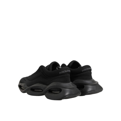 Dolce & Gabbana Black Lace Up Wave Low Top Men Sneaker Shoes with flexible sole and lightweight design.