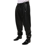 Dolce & Gabbana Black Lamb Leather Trousers Men Pants, luxurious design in supple leather with sleek silhouette, Italian craftsmanship.