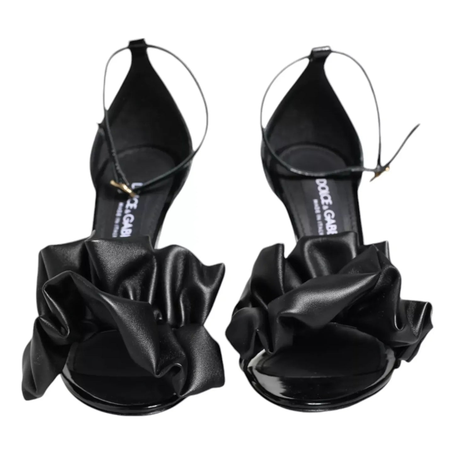 Dolce & Gabbana Black Leather Ankle Strap Heel Sandals Shoes