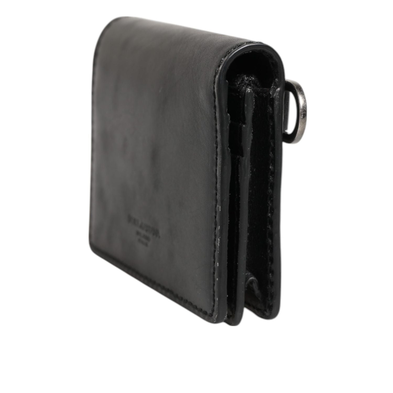 Dolce & Gabbana Black Leather Bifold Card Holder Mens Coin Purse Key Clip Wallet