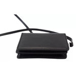 Dolce & Gabbana Black Leather Bifold Shoulder Sling Women Wallet with silver detailing and leather strap