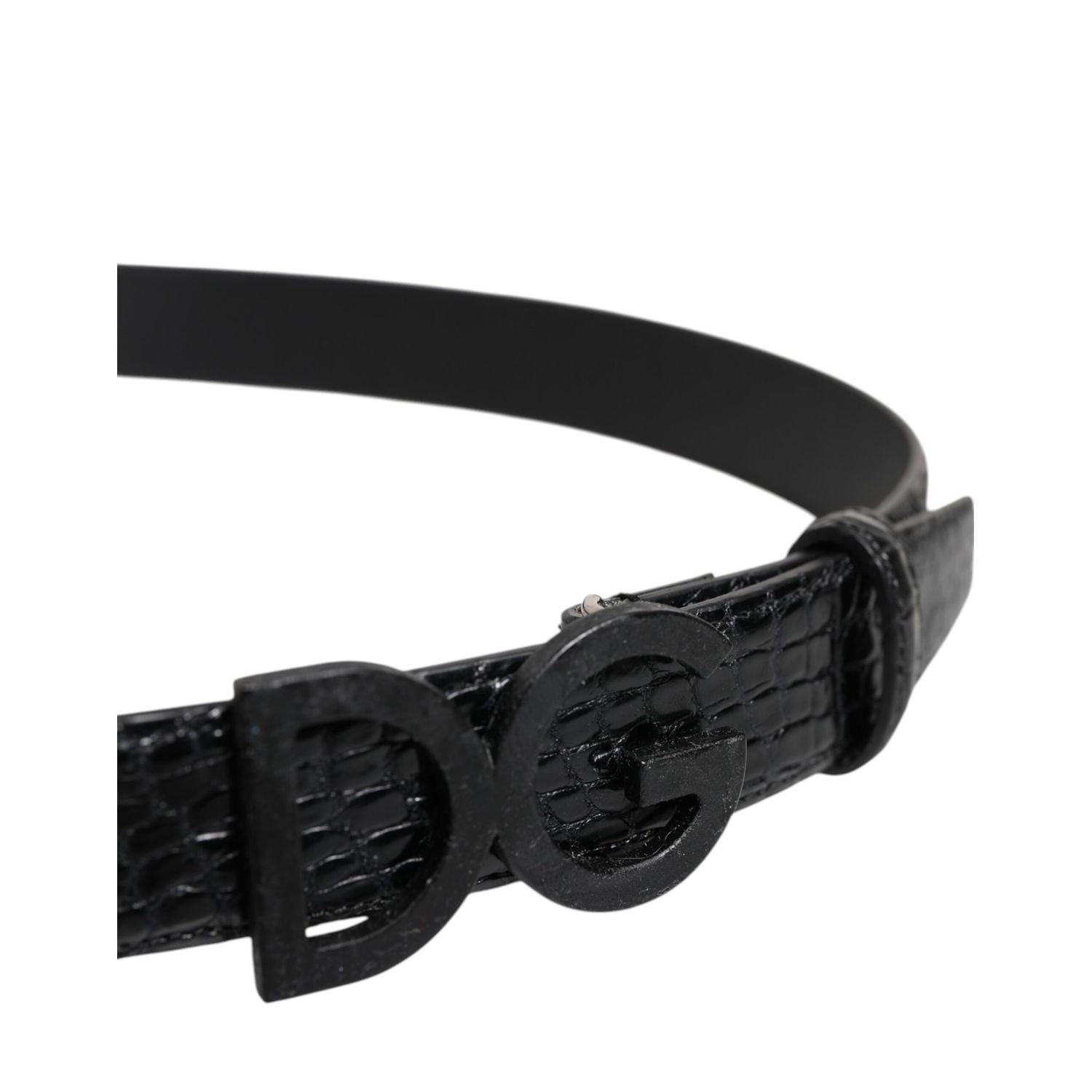 Dolce & Gabbana Black Leather Classic Metal DG Buckle Belt