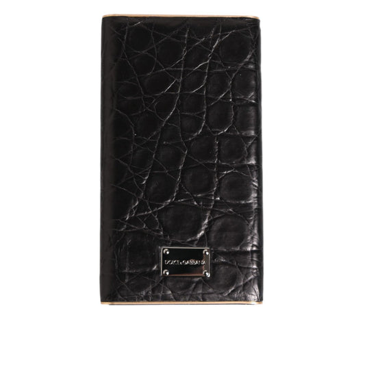Dolce & Gabbana Black Leather Embossed Exotic 3000mAh Power Bank Charger USB with luxurious skin texture