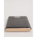 Dolce & Gabbana Black Leather Embossed Skin 3000mAh Power Bank Charger USB with black exotic textured leather finish.