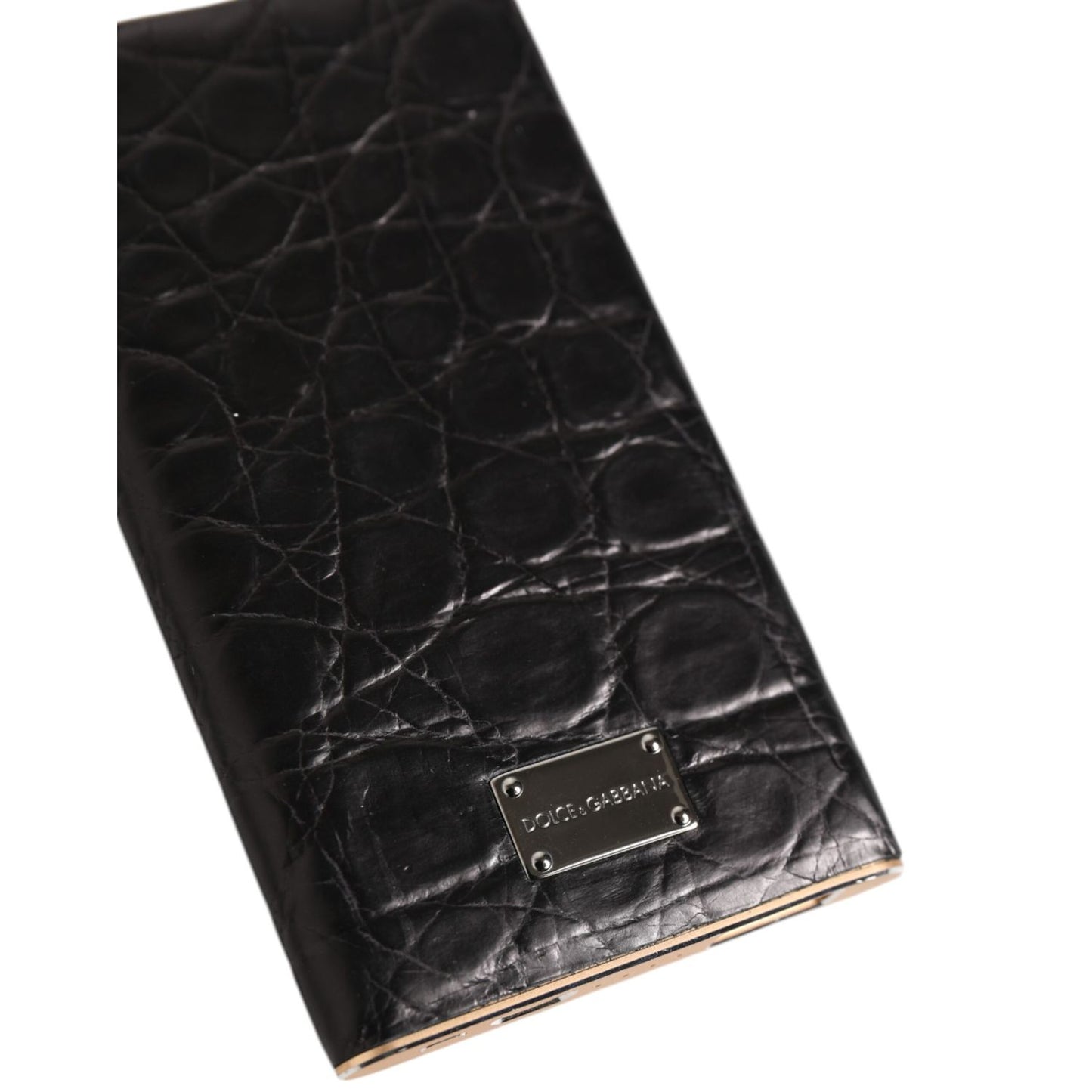 Dolce & Gabbana Black Leather Exotic 3000mAh Power Bank Charger USB with luxurious textured leather design on display