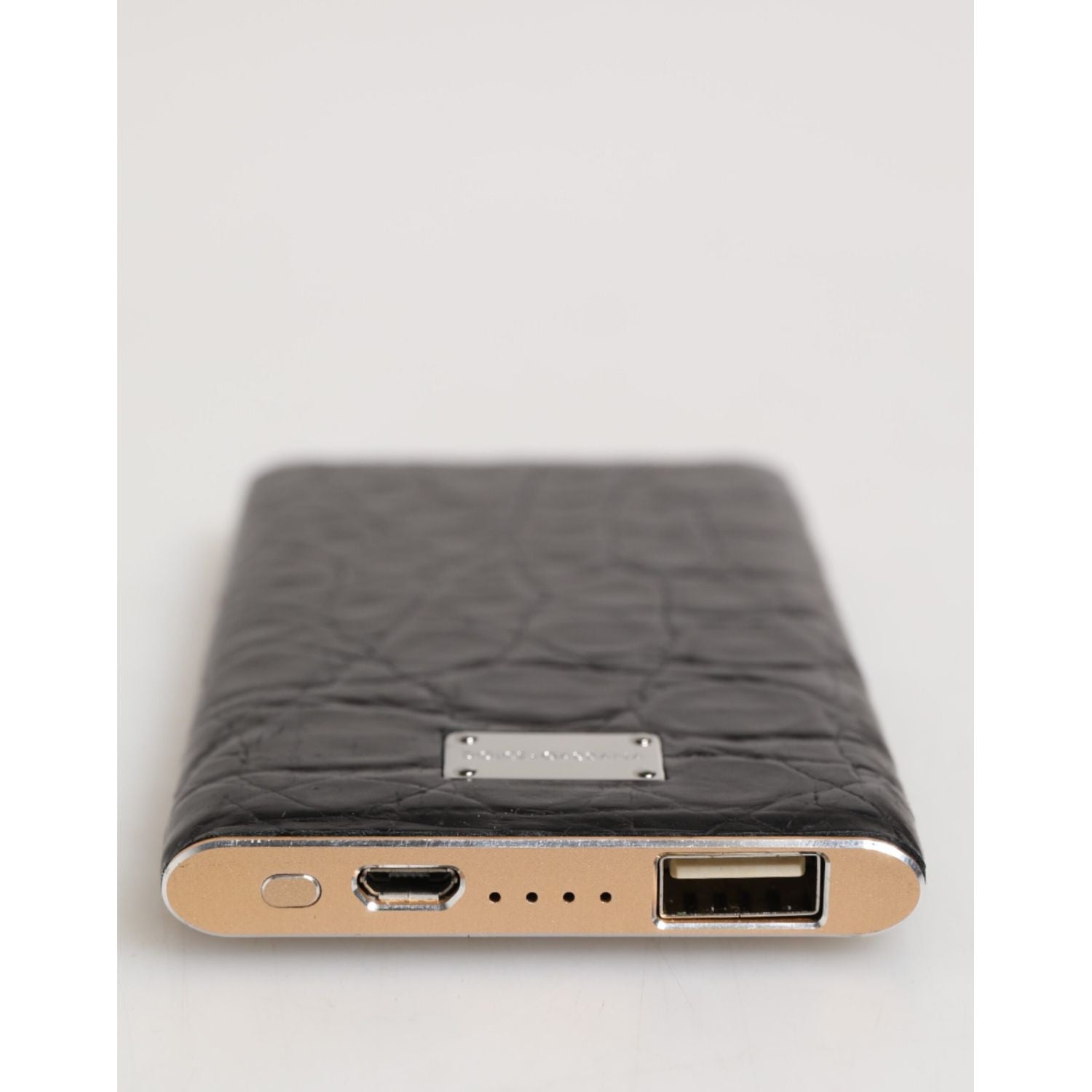 Dolce & Gabbana Black Leather Exotic 3000mAh Power Bank Charger USB