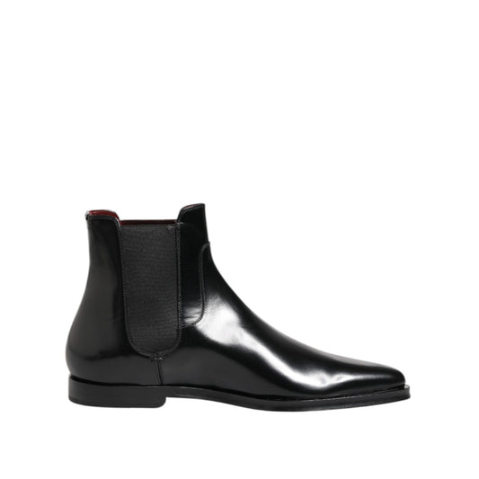 Dolce & Gabbana Black Leather MILLENIALS Mid Calf Boots Shoes