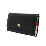 Dolce & Gabbana Black Leather Trifold Logo Plaque Card Holder Wallet