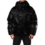 Dolce & Gabbana Black Logo Full Zip Hooded Quilted Jacket with sleek design and distinctive logo for luxury fashion styling.