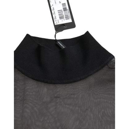 Dolce & Gabbana Black Mesh Turtleneck Sheer Blouse Top
