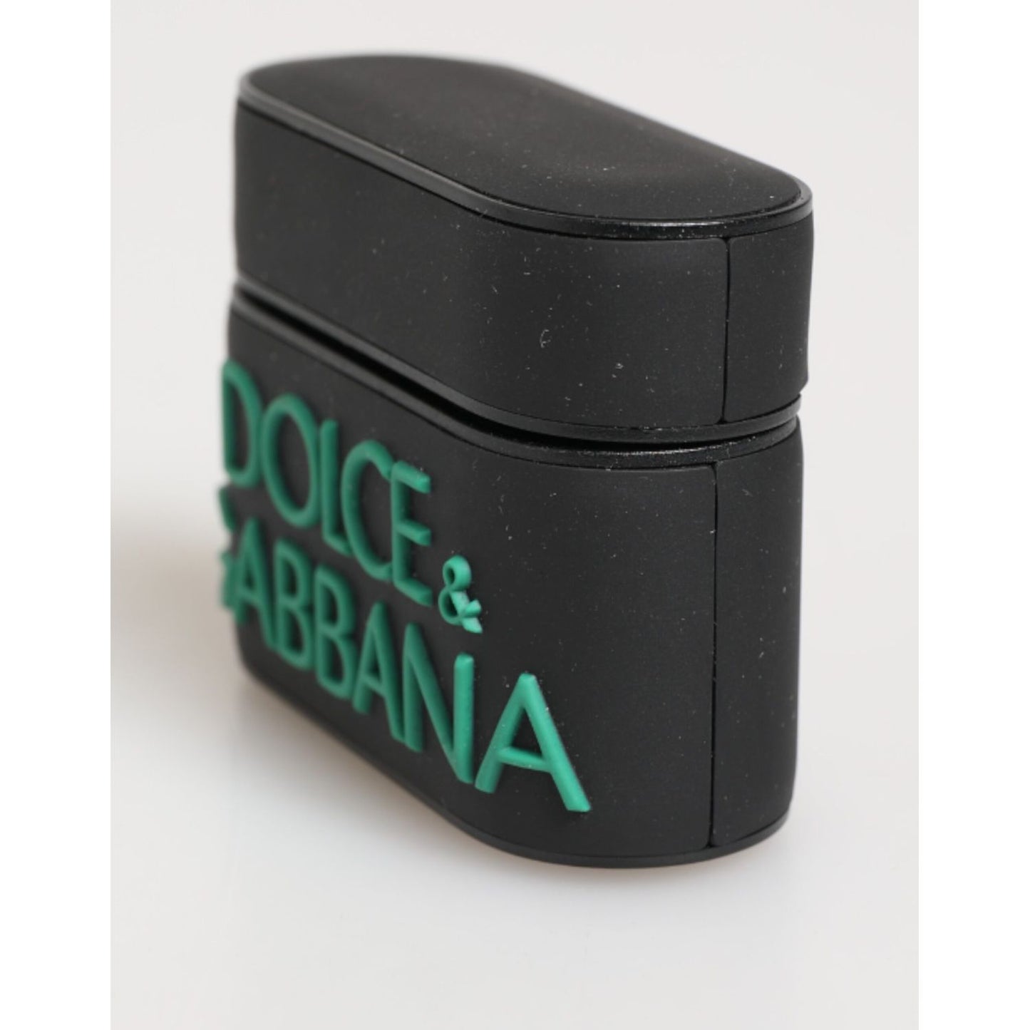 Dolce & Gabbana Black Mint Rubber Logo Embossed Accessory Airpods Case featuring durable TPU design and bold DG branding.