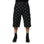 Dolce & Gabbana Black Monogram Denim Cargo Men Bermuda Short with signature detailing, mid-waist fit, and cargo pockets