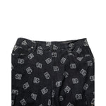 Dolce & Gabbana Black Monogram Denim Cargo Men Bermuda Short with signature pattern detailing on premium denim fabric.