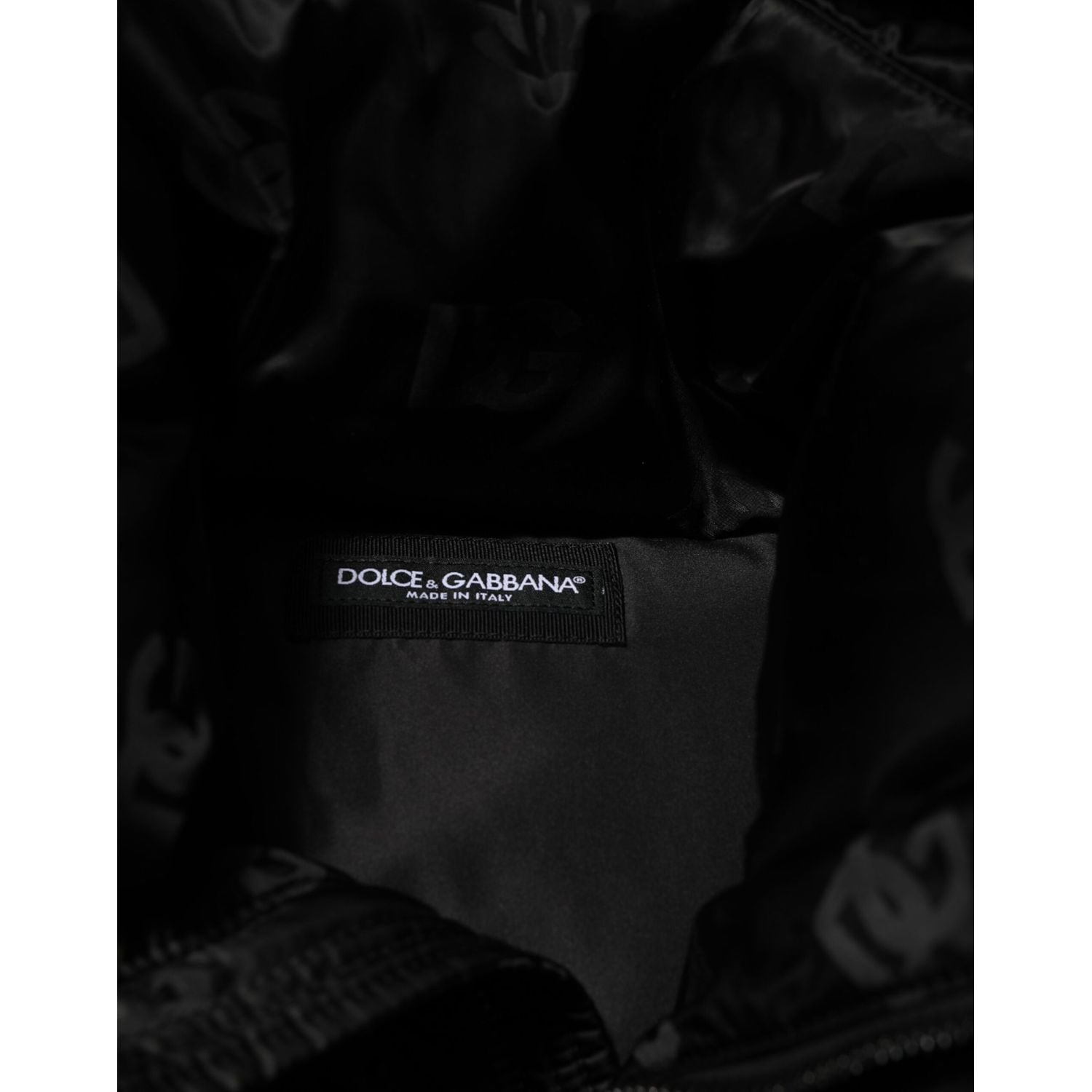 Dolce & Gabbana Black Monogram Logo Puffer Nylon Hooded Jacket