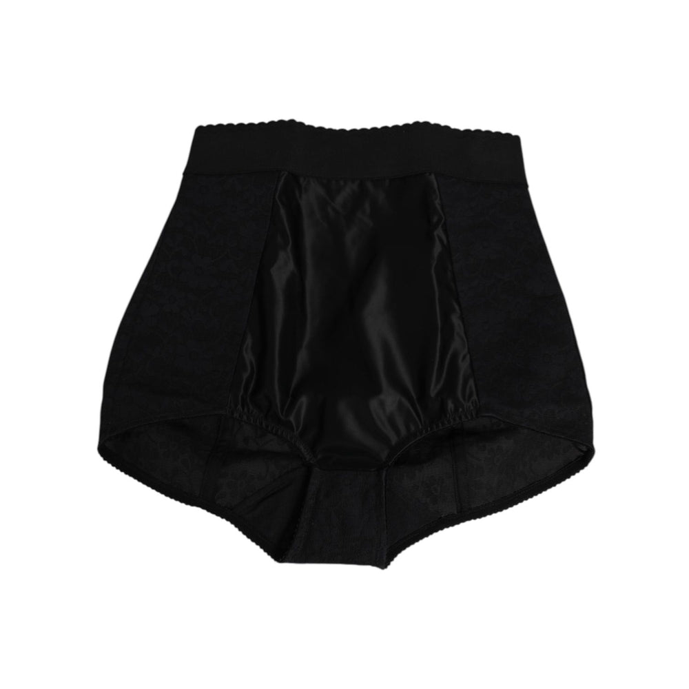 Dolce & Gabbana Black Nylon High Waist Short Panty Underwear, stylish and elegant black lingerie with high waist design.