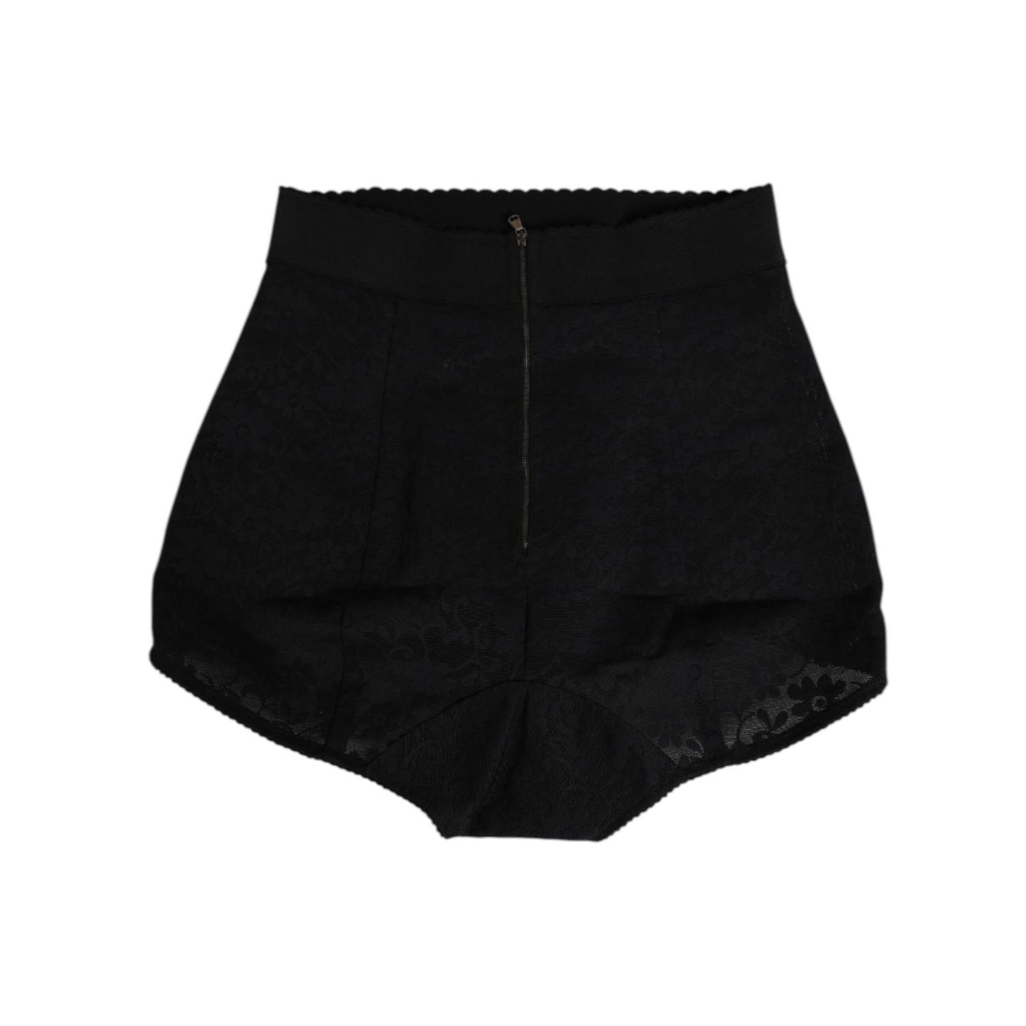 Dolce & Gabbana Black Nylon High Waist Short Panty Underwear front view