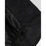 Close-up of Dolce & Gabbana Black Nylon High Waist Short Panty Underwear with floral lace detail.