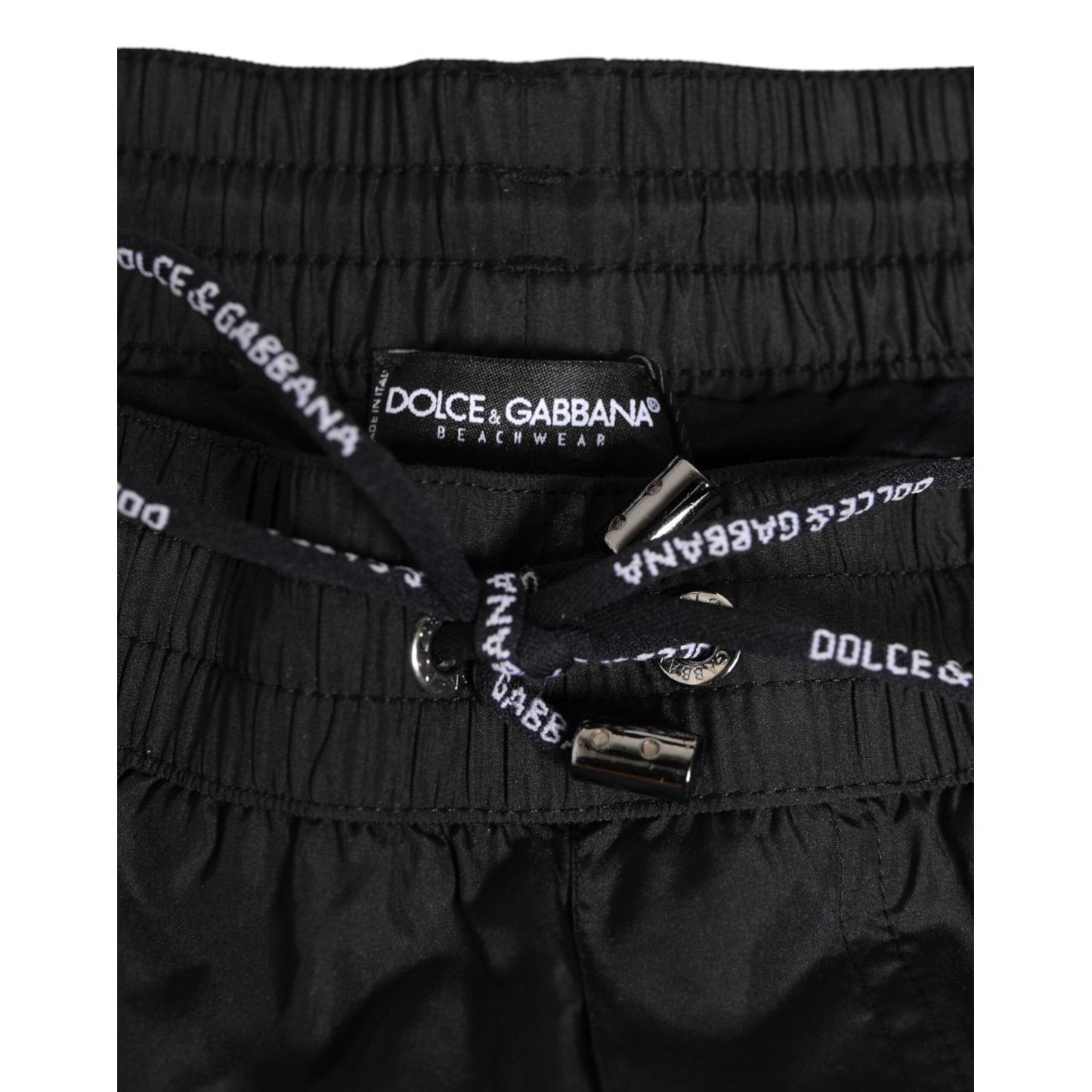 Dolce & Gabbana Black Nylon KING Sideband Men Boxer Shorts Swimwear detail view