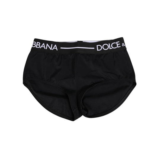 Dolce & Gabbana Black Nylon Logo Waistband Shorts Underwear, sleek and stylish briefs with iconic logo waistband, made in Italy.
