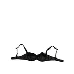 Dolce & Gabbana Black Nylon Underwired Balconette Bra Underwear with elegant design and logo details, made in Italy.