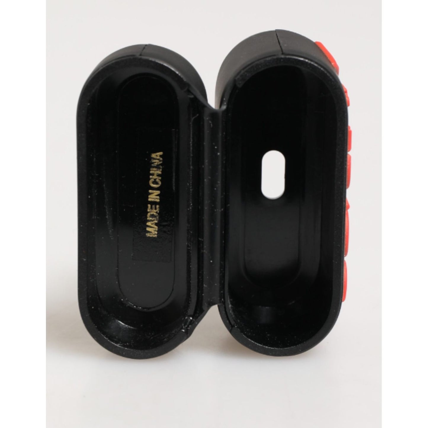 Dolce & Gabbana Black Orange Rubber Logo Embossed Accessory Airpods Case open view