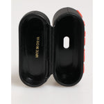Dolce & Gabbana Black Orange Rubber Logo Embossed Accessory Airpods Case open view
