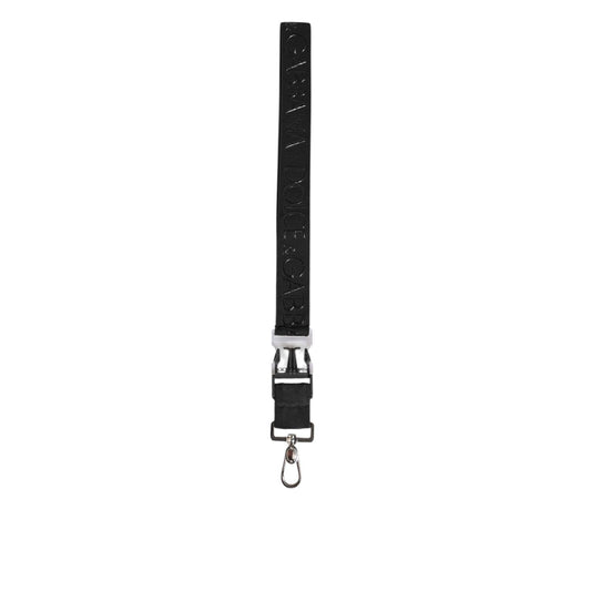 Dolce & Gabbana Black Polyester Stretch Rubberised DG Logo Men Keychain, sleek Italian design, modern accessory.