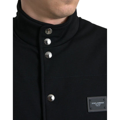 Dolce & Gabbana Black Rayon Buttoned Vest Logo Jacket