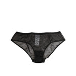 Dolce & Gabbana Black Sheer Mesh Lace Polka Dot Logo Underwear - elegant high-waist briefs with delicate lace and logo pattern.