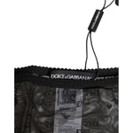 Dolce & Gabbana Black Sheer Mesh Lace Polka Dot Logo Underwear with DG logo tag and elastic waistband detail.