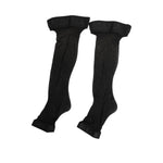 Dolce & Gabbana Black Sheer Nylon Logo Band Over-the-Knee Stocking Socks, featuring a transparent nylon body and branded elastic waistband.