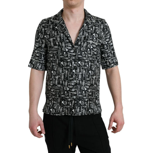 Dolce & Gabbana Black Silk Pattern Shirt Dolce & Gabbana