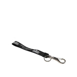Dolce & Gabbana Black Silver Nylon DG Crown Men's Holder Keychain Keyring with silver-tone hardware and printed logo.