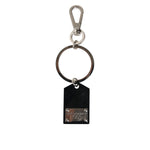 Dolce & Gabbana Black Sint Glass Plaque DG Logo Metal PlateKeychain Keyring with luxury design and sleek metal accents.
