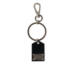Dolce & Gabbana Black Sint Glass Plaque DG Logo Metal PlateKeychain Keyring with sleek design and elegant logo detail.