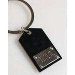 Dolce & Gabbana Black Sint Glass Plaque DG Logo Metal PlateKeychain Keyring with metal logo detail