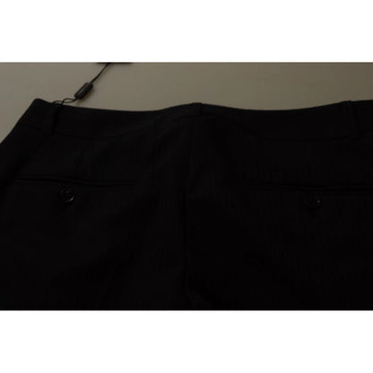 Dolce & Gabbana Black Stripes Mid Waist Trouser Pants