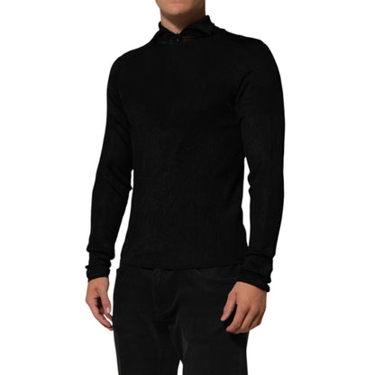 Dolce & Gabbana Black Viscose Turtle Neck Pullover Sweater