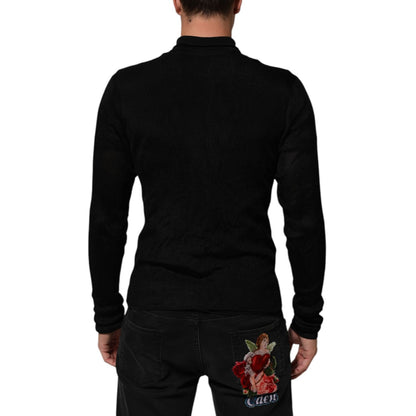 Dolce & Gabbana Black Viscose Turtle Neck Pullover Sweater