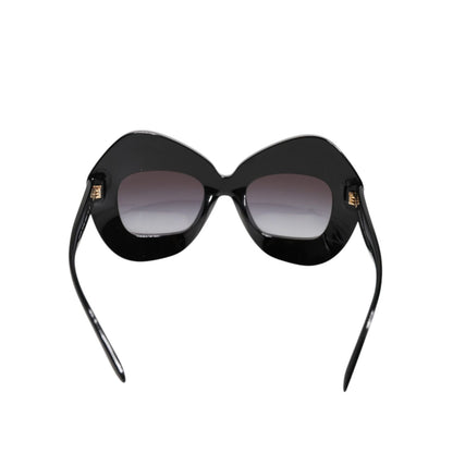 Dolce & Gabbana Black White PIED DE POULE Print Oversized Shades Sunglasses
