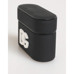 Dolce & Gabbana Black White Rubber Embossed Logo Accessory Airpods Case with DG branding, luxury protection, lightweight design.