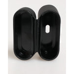 Dolce & Gabbana Black White Rubber Embossed Logo Accessory Airpods Case open view showcasing durable rubber design.