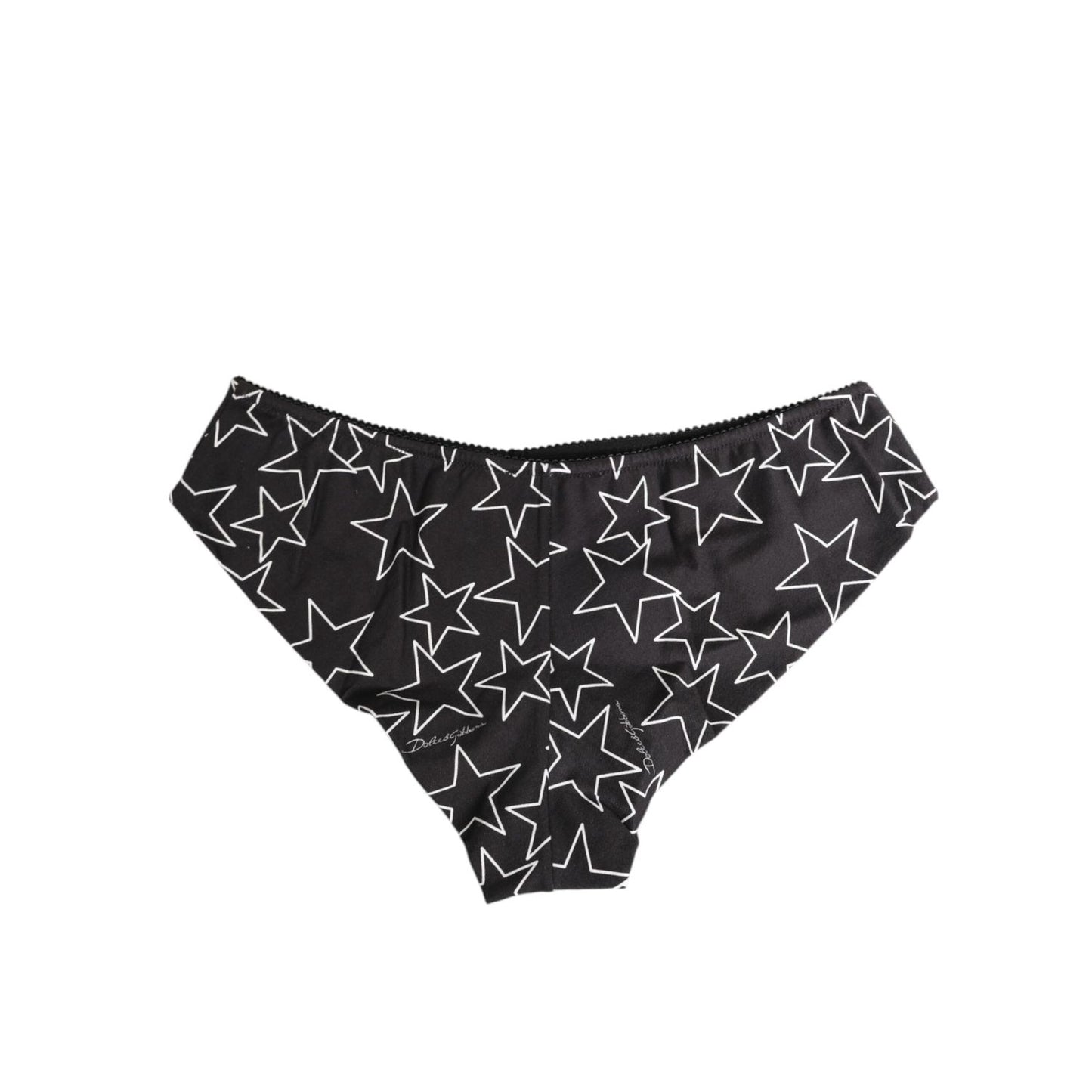 Dolce & Gabbana Black White Star Print Cotton Slip Panty Underwear