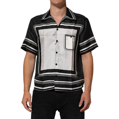 Dolce & Gabbana Black White StripeDot Print Casual Polo Shirt