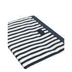Dolce & Gabbana Black White Striped Logo Plaque Clutch Pouch Bag with zip closure, featuring DG logo detail and metal hardware.