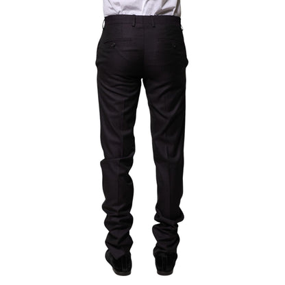 Dolce & Gabbana Black Wool Patterned Formal Pants 1728,67345645728,Black,Clothing,Dolce & Gabbana,Dress Pants - Pants - Clothing,IT44 | XS,Jeans & Pants - Men - Clothing,Material: 85% Virgin Wool 15% Silk,Men,Men - Clothing,New with tags,Pants - Clothing
