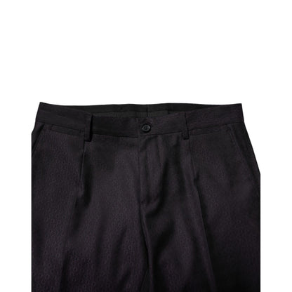 Dolce & Gabbana Black Wool Patterned Formal Pants 1728,67345645728,Black,Clothing,Dolce & Gabbana,Dress Pants - Pants - Clothing,IT44 | XS,Jeans & Pants - Men - Clothing,Material: 85% Virgin Wool 15% Silk,Men,Men - Clothing,New with tags,Pants - Clothing