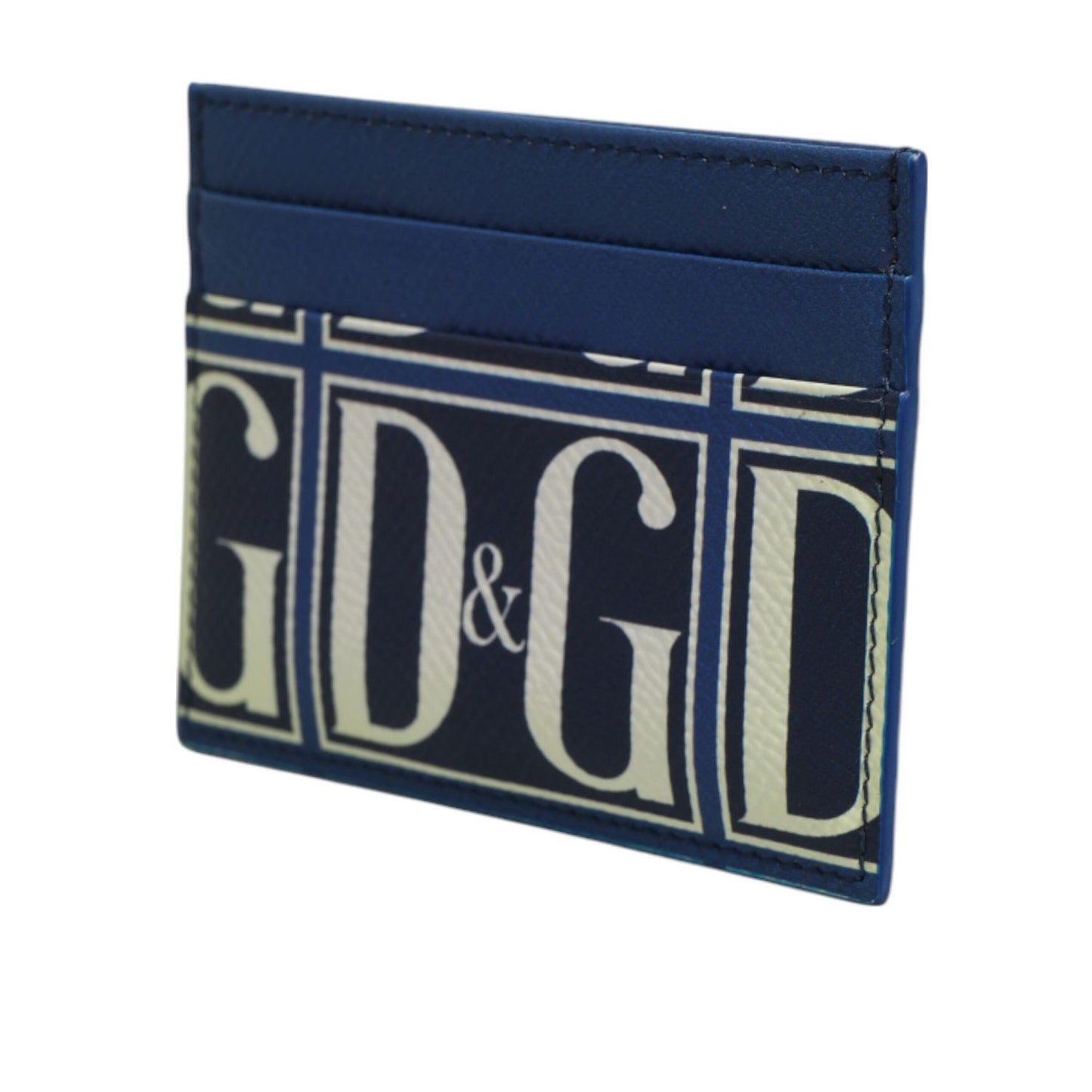 Dolce & Gabbana Blue Calf Leather DG Logo Monogram Card Holder Wallet with iconic DG print and stylish design