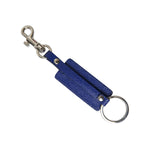 Dolce & Gabbana Blue Calf Leather DG Logo Silver Brass Keyring Keychain with logo engraved hardware.