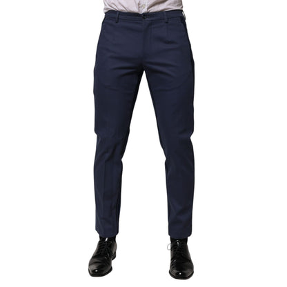 Dolce & Gabbana Blue Cotton Tapered Men Formal Trousers Pants